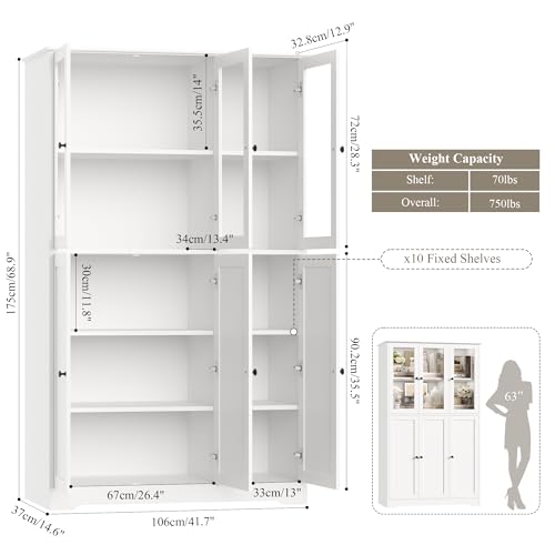 HOSTACK Grey Bookshelf and Bookcase, 69