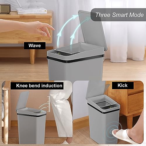 Yatmung Touchless Bathroom Trash Can - 2.5 Gallon Smart Trash Can Sensor Motion - Skinny Trash Bin with Lid - Electric, Narrow, Plastic, Auto Open - Small Slim Automatic Garbage Can (Black)