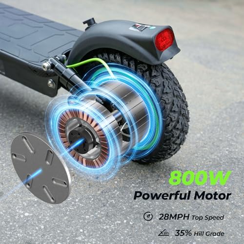 Electric Scooter for Adults, 800 Powerful Motor, 10 Inch Tires, 25/28 MPH Top Speed, 30/32 Miles Long Range, Dual Disc Brakes & Shock Absorber, APP Control & UL Certified, Foldable Commuter E Scooter