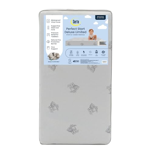 Serta Perfect Start Limited Dual Sided Baby Crib Mattress and Toddler Mattress, Breathable Fiber Core, GREENGUARD Gold Certified, Waterproof, 7 Year Warranty, Made in USA