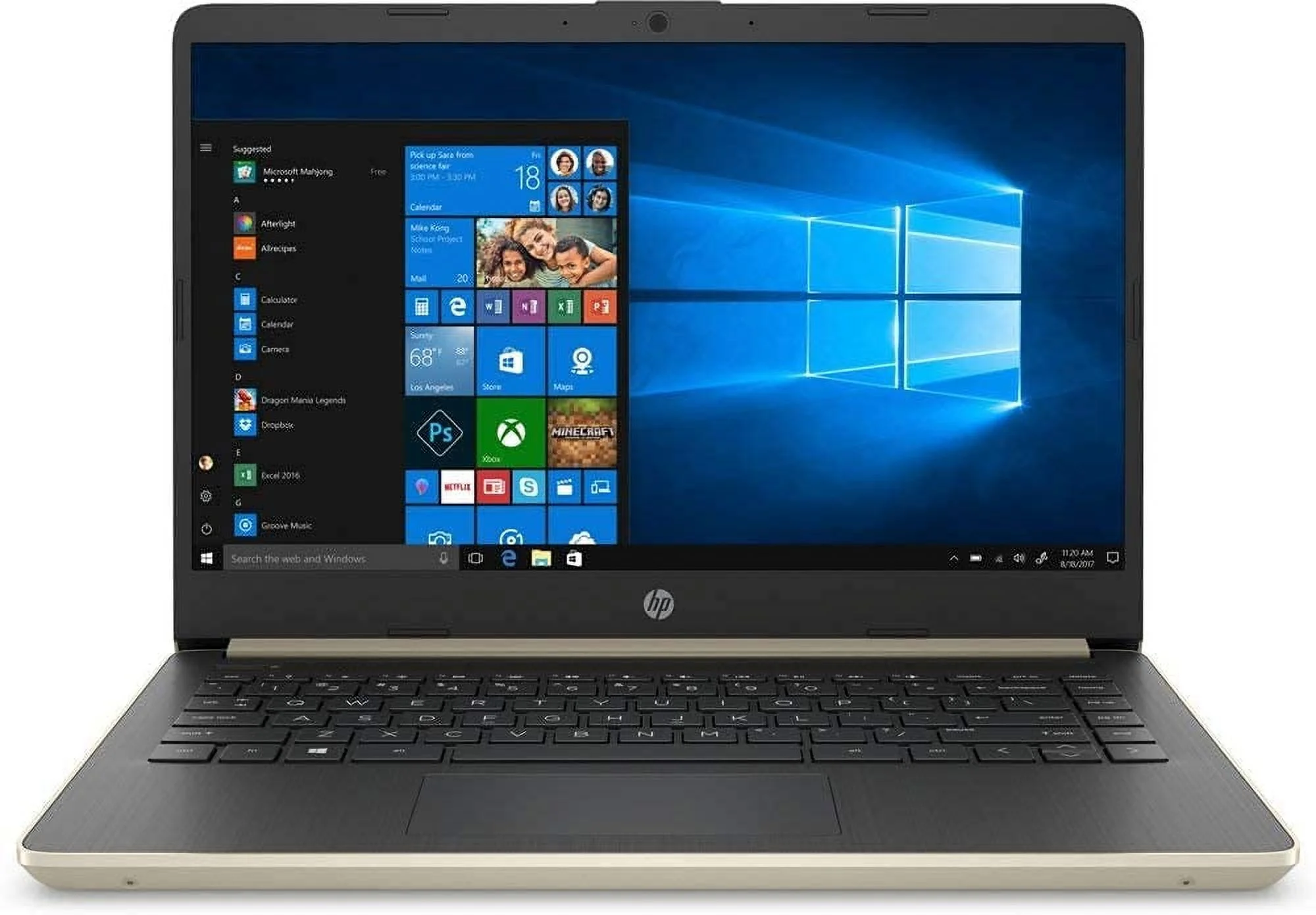 HP 2021 Newest 14'' HD Home and Business Laptop PC Intel 10th Gen i3-1005G1 Dual-Core Processor 8GB DDR4 RAM 128GB M.2 SSD Intel UHD Graphics Webcam HDMI Type-C Gold Windows 10 Pro w/Accessories