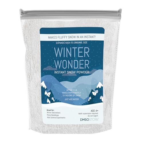 DMSOSTORE Winter Wonder Instant Snow Powder, 5 lb, Makes Approximately 15 Gallons of Fake Snow