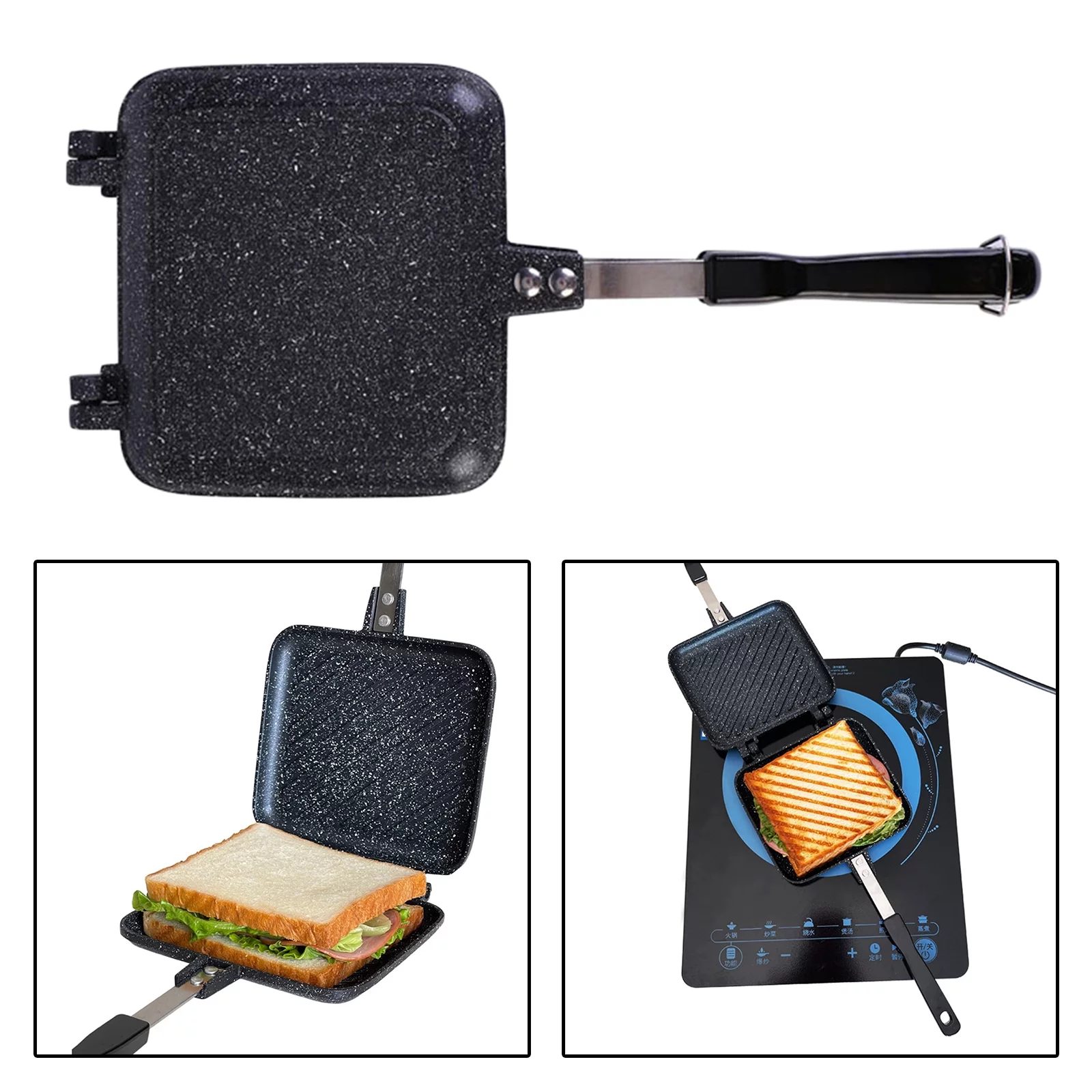 Gas Sandwich Maker Aluminum Bread Toast Breakfast Machine Waffle Pancake Baking Barbecue Pan