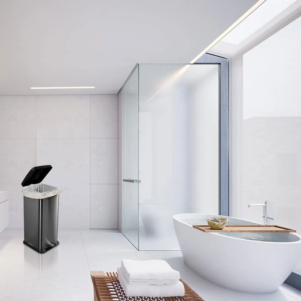 Trash Bags, Meidong Garbage Bag 13 Gallon Large Kitchen Drawstring Strong Bag, 5 Rolls/115 Pcs, White