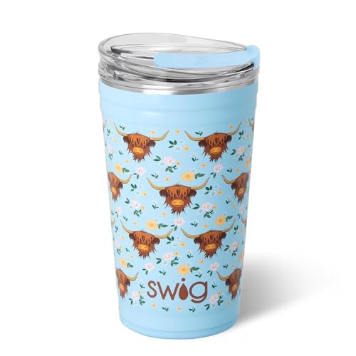 Swig Life 32oz Insulated Tumbler, Travel Coffee Tumbler with Lid, Cup Holder Friendly, Stainless Steel Travel Coffee Mug, Glitter Tumbler, Glitter Gifts (Confetti)