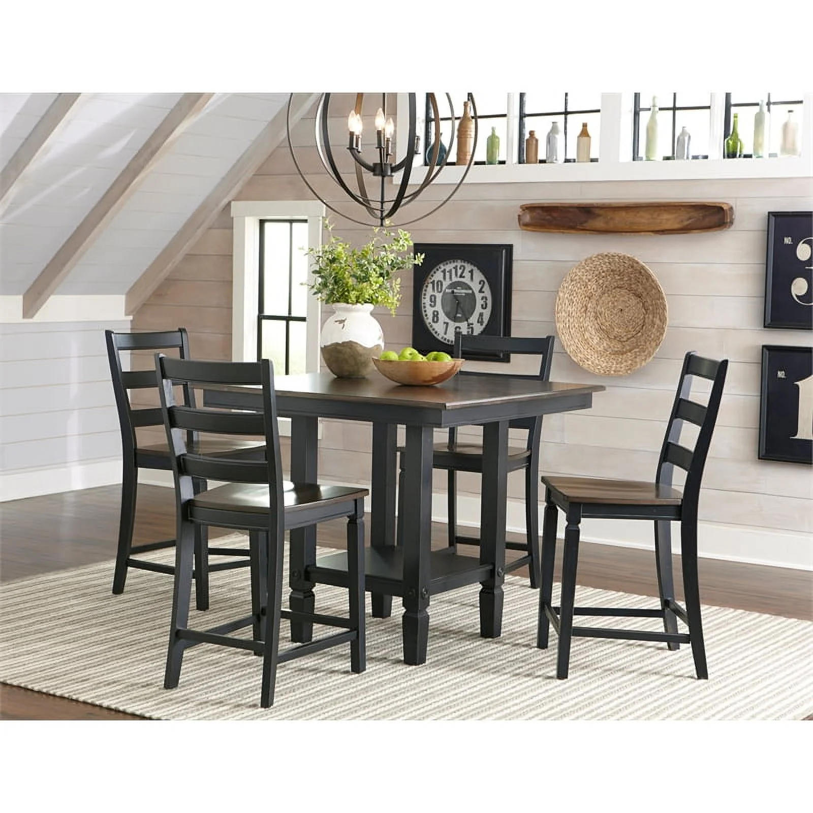 Intercon Furniture Glennwood Wood Ladder Back Barstool in Black (Set of 2)