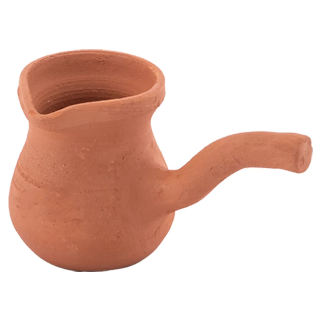 Handmade Clay Turkish Coffee Pot, Terracotta Coffee Maker, Earthen Cezve with Clay Handle, Jezve Ibrik Briki Suitable for the Stovetop