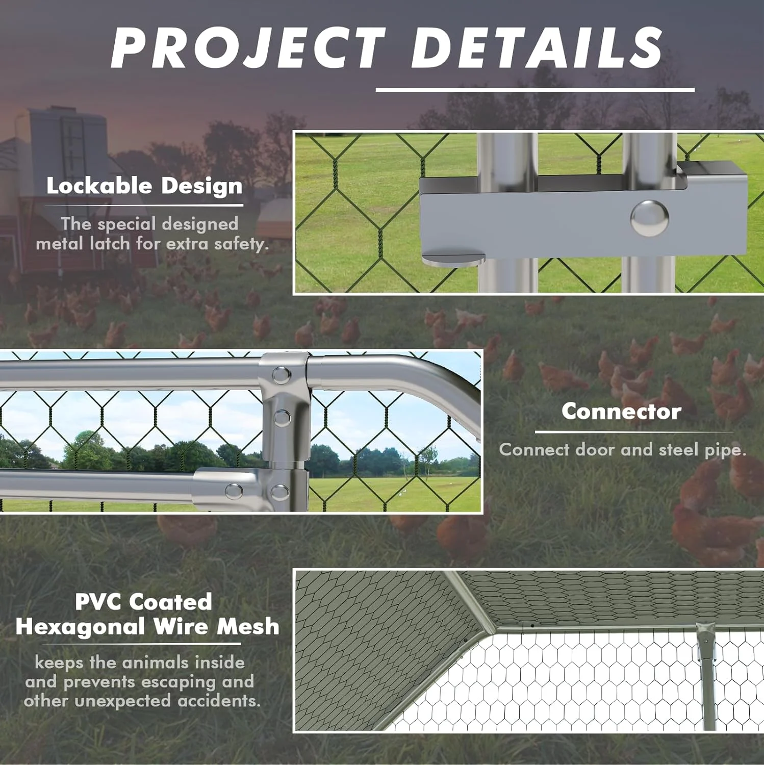 Vitesse Large Metal Chicken Coop, Walk in Wire Chicken coops Runs