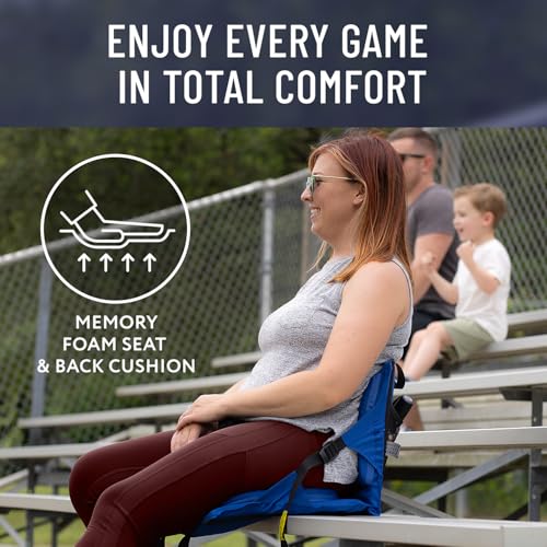 Everlasting Comfort Stadium Seats with Back Support - Adjustable Memory Foam Bleacher Chairs with Back and Cushion, Portable, Easy Folding Stadium Seat Cushion with Storage Pocket