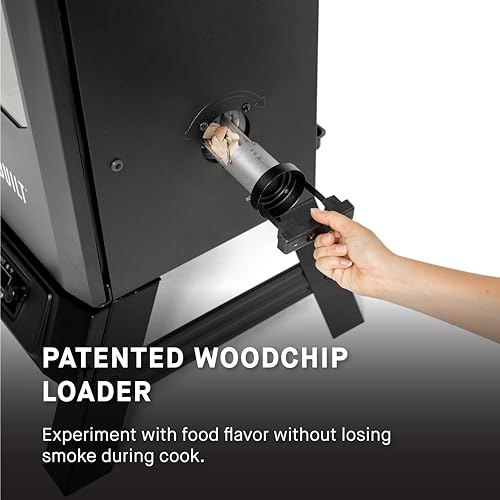 Masterbuilt? 30-inch Digital Electric Vertical BBQ Smoker with Leg Kit, Side Wood Chip Loader and 710 Cooking Square Inches in Black, Model MB20070421