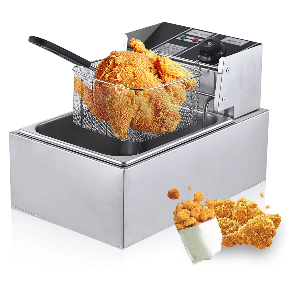 Dazzduo Electric Fryer 6L Large Capacity Stainless Steel Automatic Constant, High Power 2500W for Home Commercial Stalls
