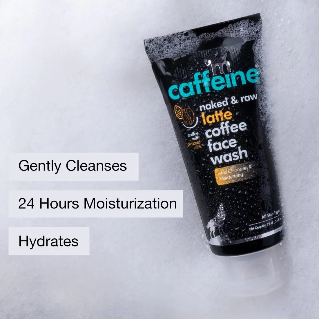 mCaffeine Coffee & Milk Face Wash for 24Hr Moisturization | Hydrating Face Wash with Almond Milk & Shea Butter for Dry Skin | Daily Use Face Cleanser for Women & Men | Natural & 100% Vegan (75ml)
