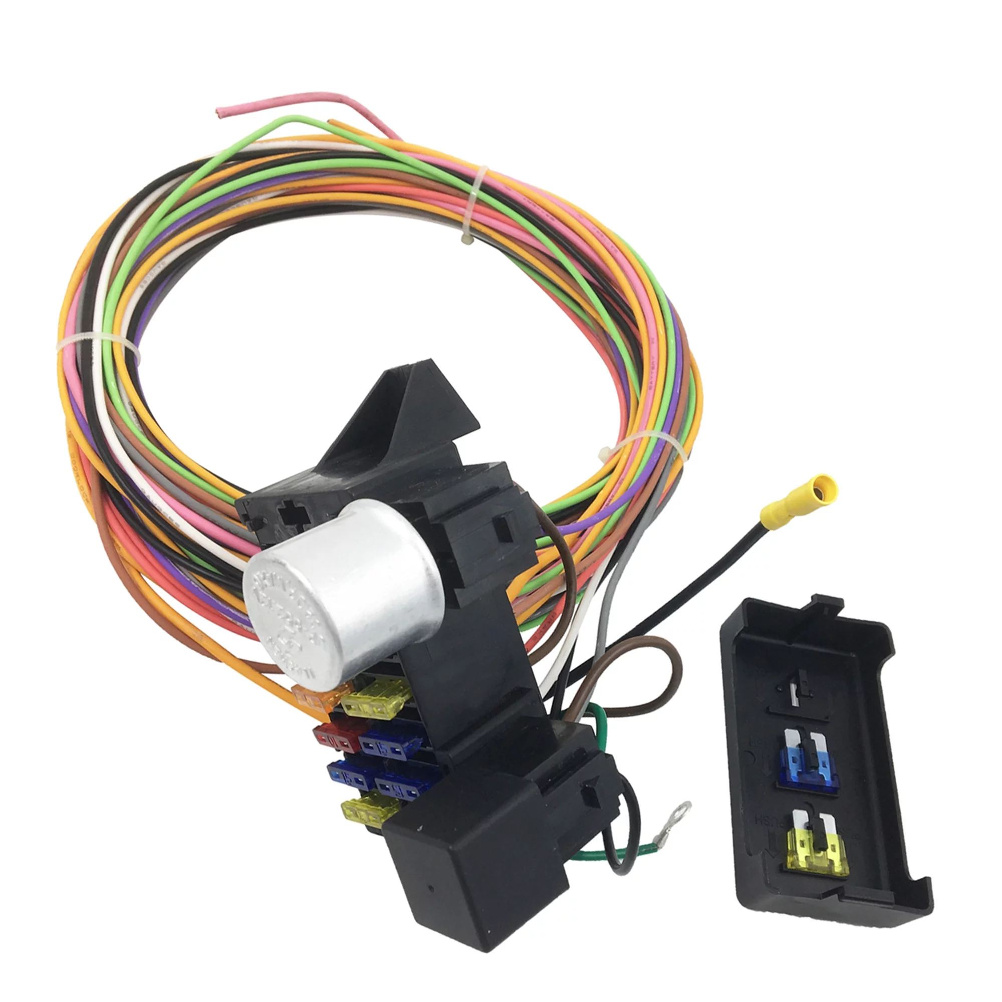 Universal Fitment Wire 10 Circuit 8 Fuses Basic Wire Harness Fuse Box Street Hot Rat Rod Wiring Pick Up Car Van Truck 12V