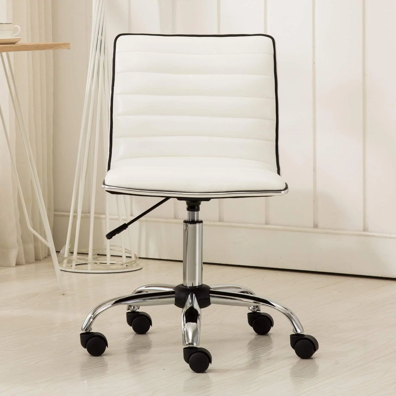 Roundhill Furniture Fremo Chromel Adjustable Air Lift Office Chair, White