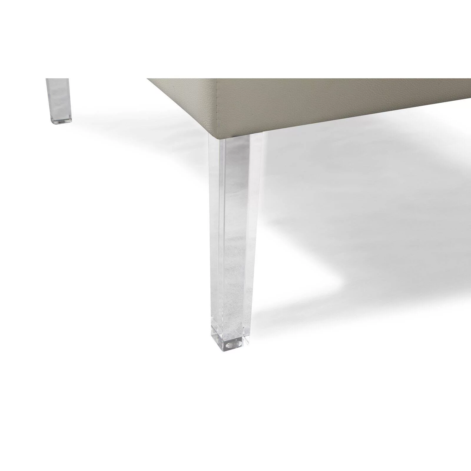 Marie Square Ottoman Center Table Button Tufted PU Leather Upholstered Acrylic Legs