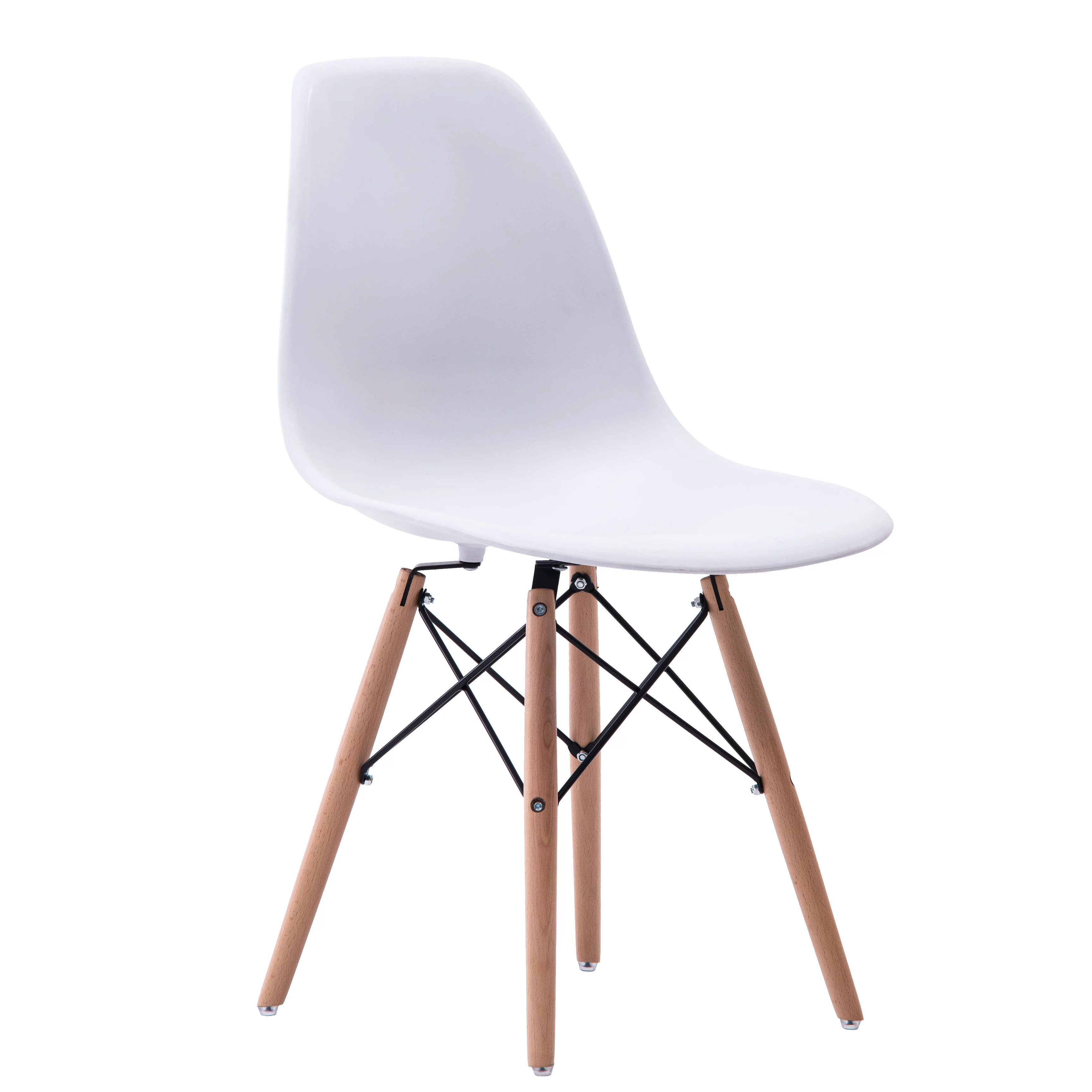 Porthos Home Dining Chair Set of 2 Stylish, Modern Dining Chairs in White with Flattering Beech Wood Legs, Great Designer Side Chairs for Home or Business, Size 32 x 18 x 21 inches Eames Style