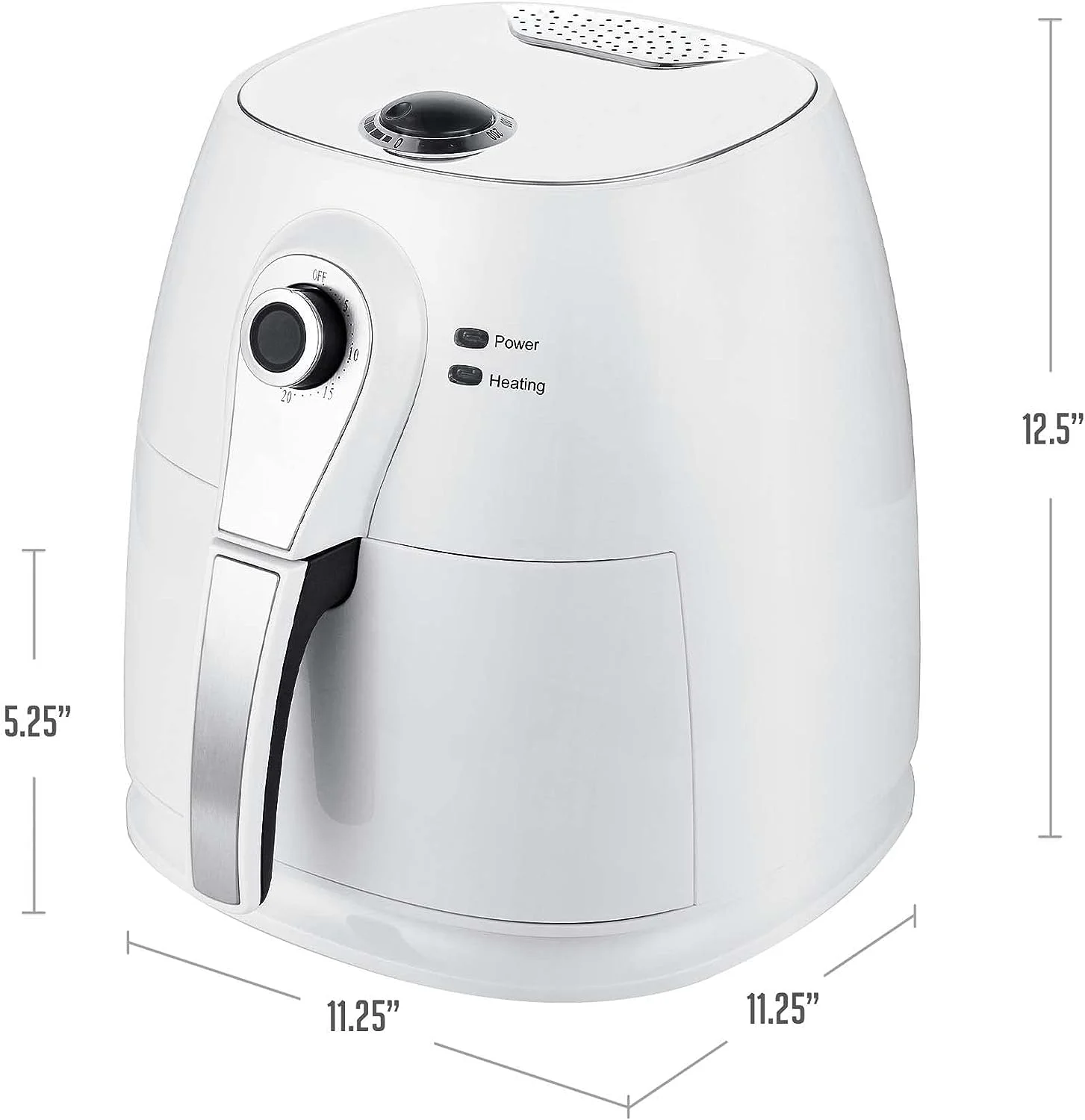 OVENTE 3.2 Qt Compact Air Fryer, Adjustable Temperature, Non-Stick Basket, New- White FAM21302W