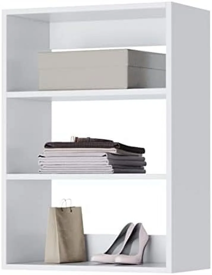 HOOMHIBIU Modular Closets Vista Collection Short Tower Wood Built In Closet Organizer Unit (White  25.5" Wide)