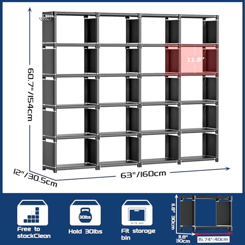 Mavivegue Bookcase, 18-Cube Extra Large Book Shelf, DIY Cube Storage Organizer for Bedroom, Living Room, Home Office - Black