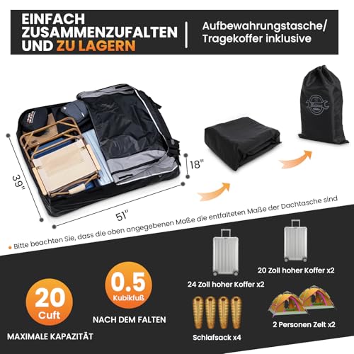 Sailnovo Car Roof Bag Cargo Carrier 20 Cubic,Waterproof Cargo Roof Bag for All Vehicles with/Without Roof Rack with Strap, Anti-Slip Mat,6 Door Hooks(Classic Gray-Black)