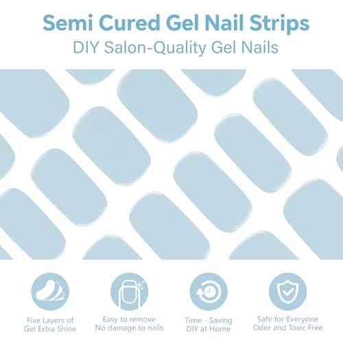Semi Cured Gel Nail Strips-Easy Apply Christmas Gel Nail Stickers Holiday Semi Cured Manicure Strips with Sparkling Xmas Designs (Classic Yule)