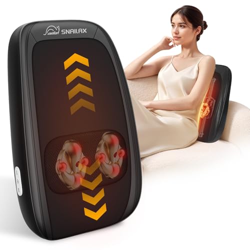 Snailax shiatsu Neck & Back Massager with Heat, Full Back Kneading Shiatsu or Rolling Massage, Massage Chair pad with Height Adjustment, Back Massager for Neck and Shoulder