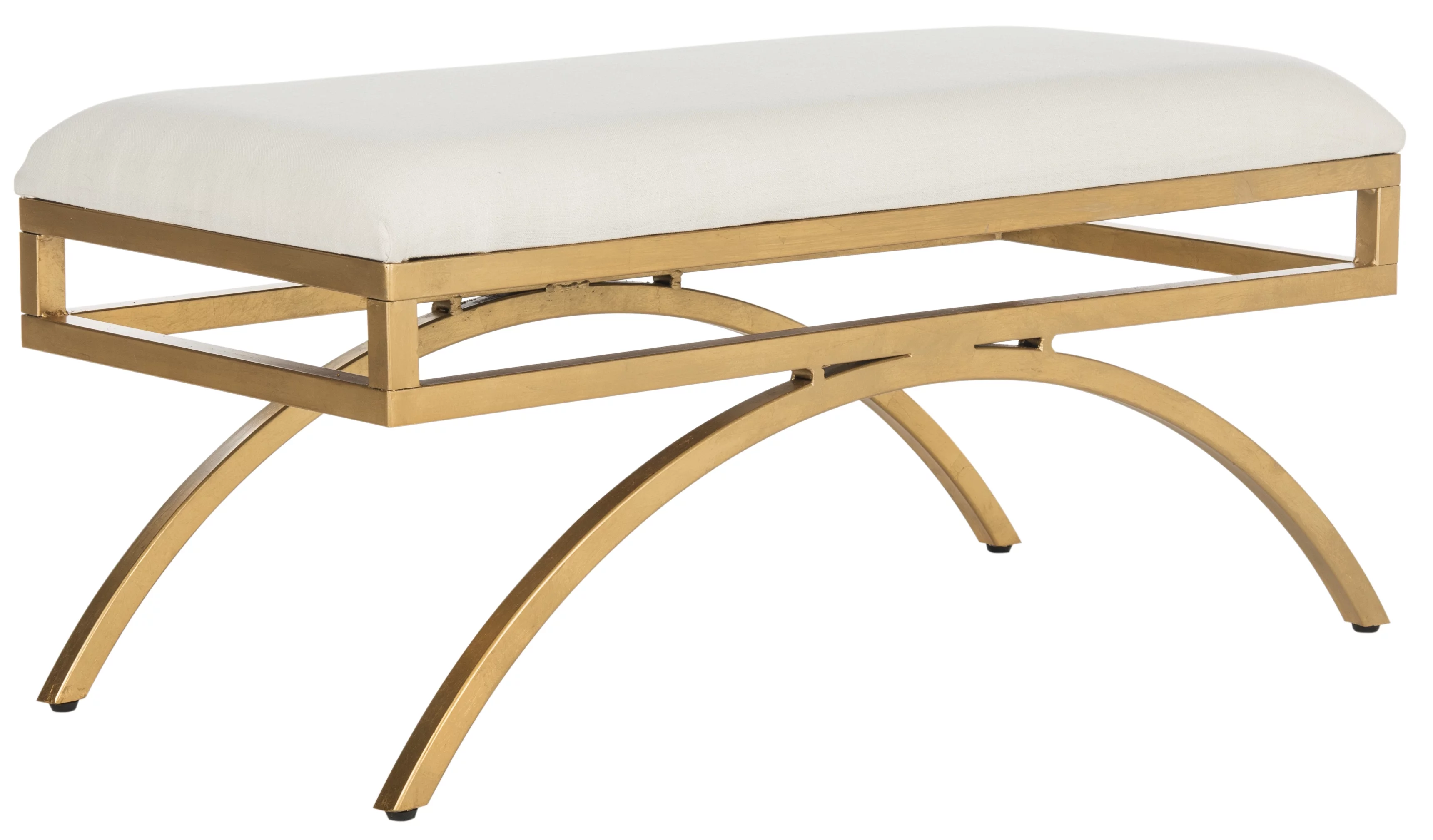 SAFAVIEH Moon Arc Modern Glam Solid Bench, Light Beige/Gold