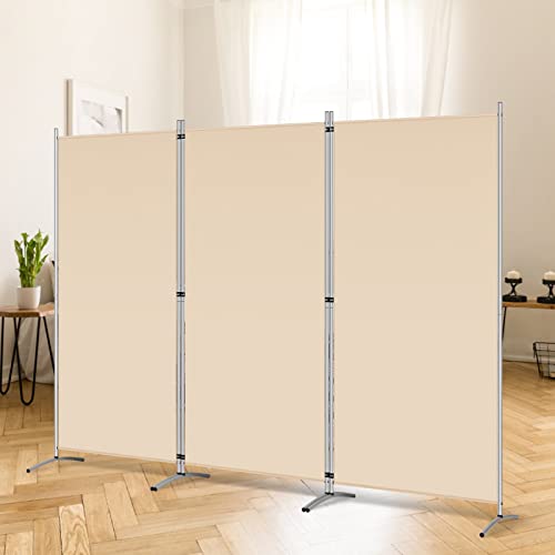 RANTILA 4 Panel Room Divider, 6 FT Folding Privacy Screen with Wide Feet, Freestanding Partition for Room Separation, Portable Room Divider Panel, 89