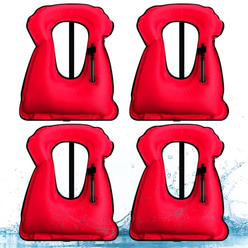 Jerify 4 Pcs Inflatable Snorkel Vest Adults, Portable Swim Vest Jackets, Adjustable Kayaking Jackets Safety Vests for Snorkeling Swimming Diving Surfing