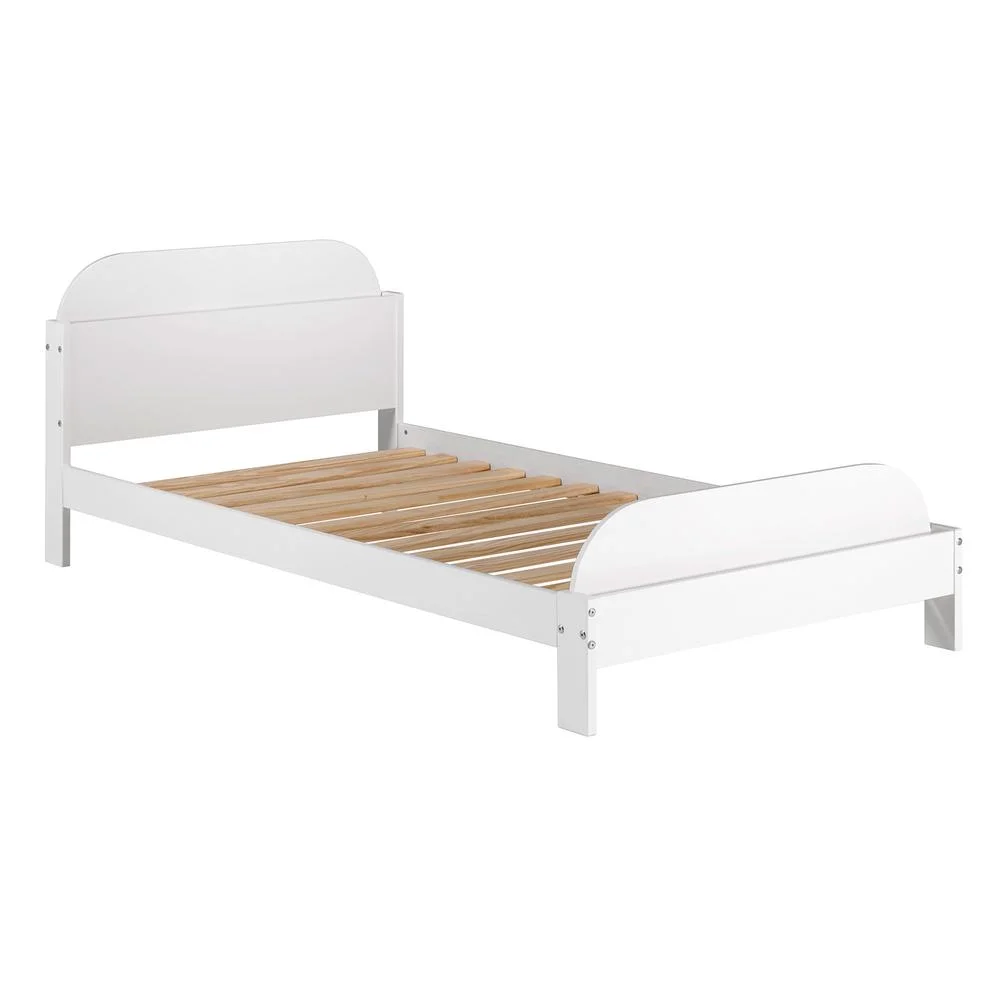 Classic Solid Wood Twin Bookcase Bed - White