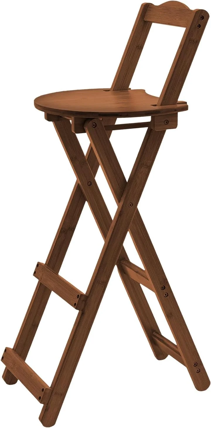 Miduo Bamboo Bar Stools Foldable Kitchen Countertop Lightweight Space-saving