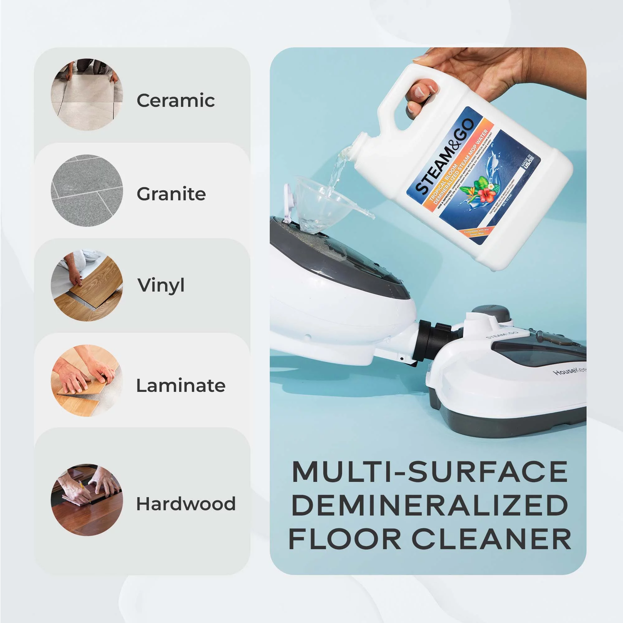 Steam and Go - Bundle of 4 Demineralized Water - Ocean, Lavender, Tropical , Eucalyptus