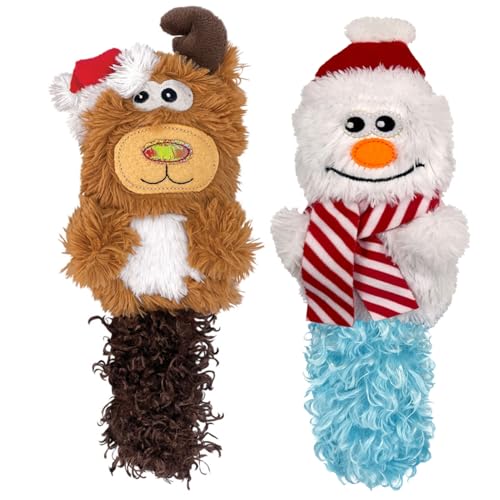 KONG Holiday Kickeroo Cat Toy – Reindeer or Snowman, Catnip-Filled, Christmas Plush Toy