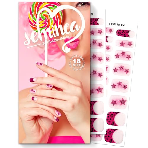 Semi Cured Gel Nail Strips-Easy Apply Christmas Gel Nail Stickers Holiday Semi Cured Manicure Strips with Sparkling Xmas Designs (Classic Yule)