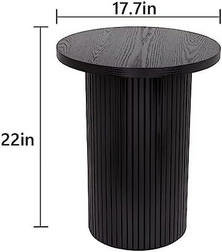 NLIBOOMLife Solid Wood End Table Round 18'' D  Wooden Accent Drum End Table  Unique Oak Pedestal   Fully Assembled  for The Living Room and Bedroom