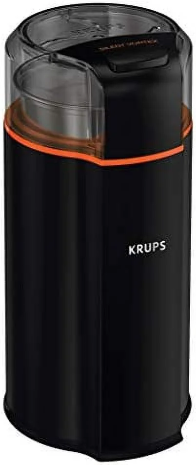 Krups Silent Vortex Stainless Steel and Plastic Coffee and Spice Grinder 12 Cup 5 Times Quieter 175 Watts Coffee, Spices, Dry Herbs, Removable Bowl, Dishwasher Safe Bowl Black