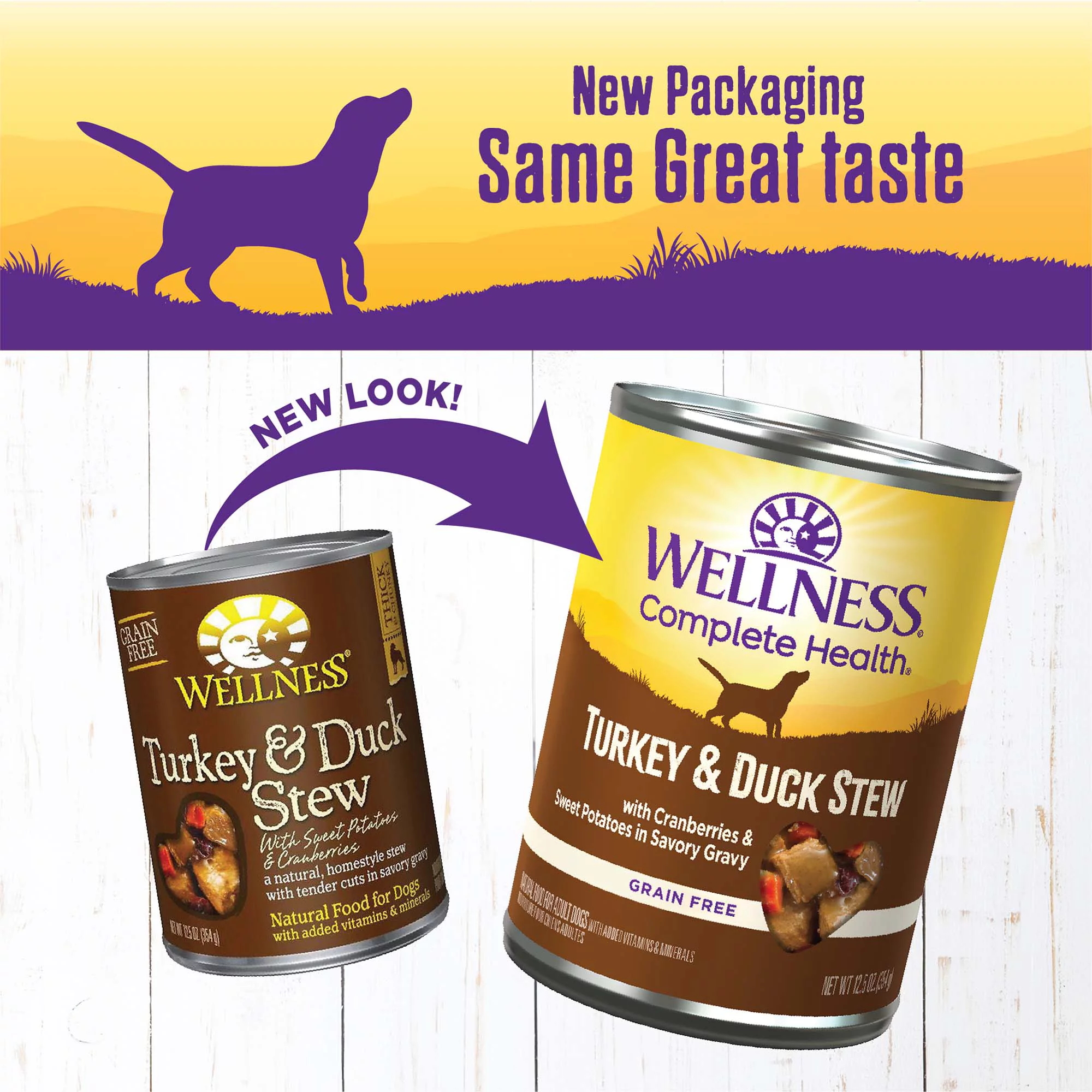 Wellness Thick & Chunky Natural Grain Free Canned Dog Food, Turkey & Duck Stew, 12.5-Ounce Can (Pack of 12)