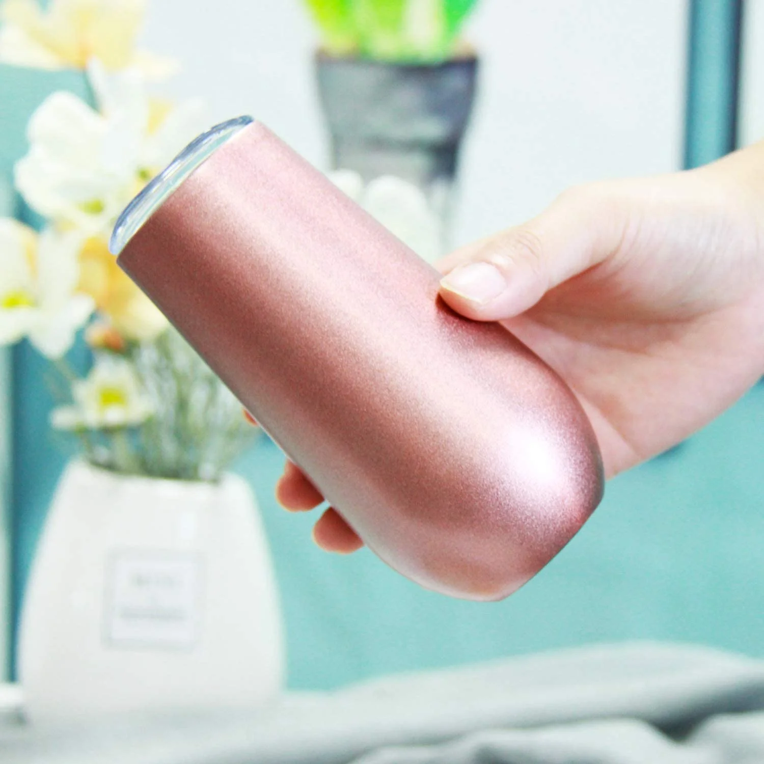 Sivaphe Stainless Steel Champagne Toasting Glasses 6 Ounce with Lid Rosegold Insulated Champagne Flutes 2 Set