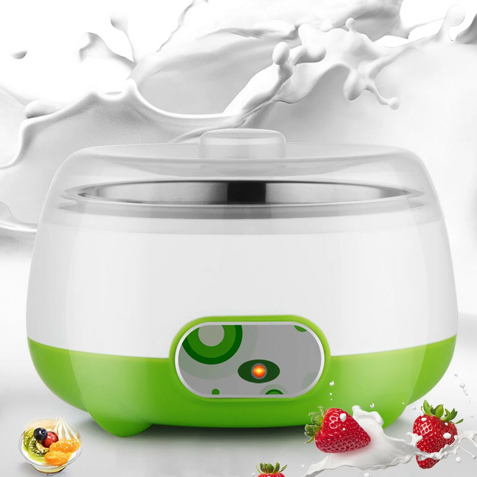 Loyalheartdy Automatic Constant Temperature Yogurt Maker 1L 15W Stainless Steel Liner Home Yogurt Making Machine Green