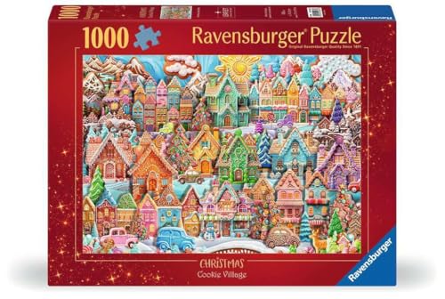 Ravensburger - Christmas Cookie Village - 1000 Piece Jigsaw Puzzle - Piece Together an Entire Gingerbread City - Stunning Detail - Premium Quality - Ages 12+