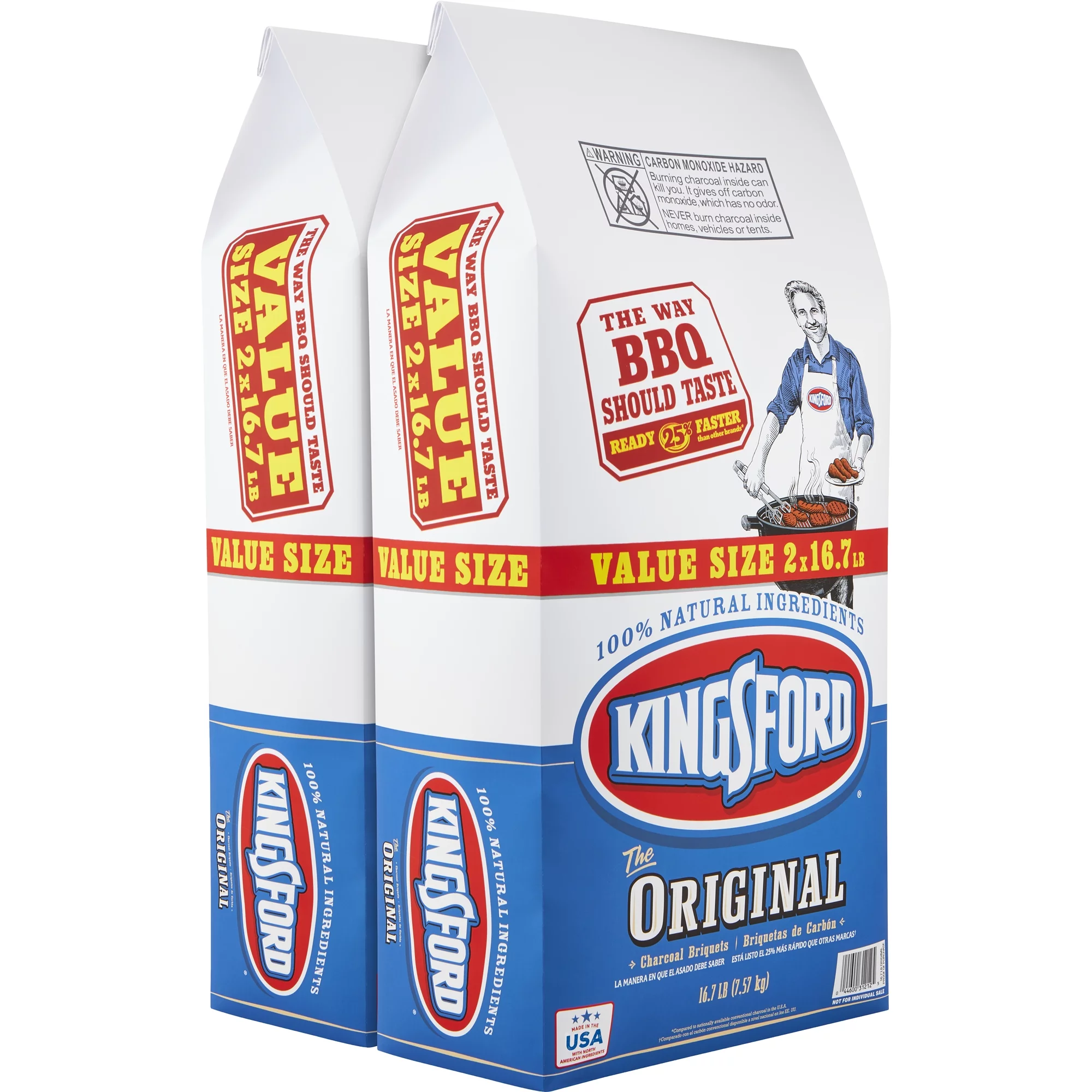 Kingsford Original Charcoal Briquettes, Two 16.7 lb Bags