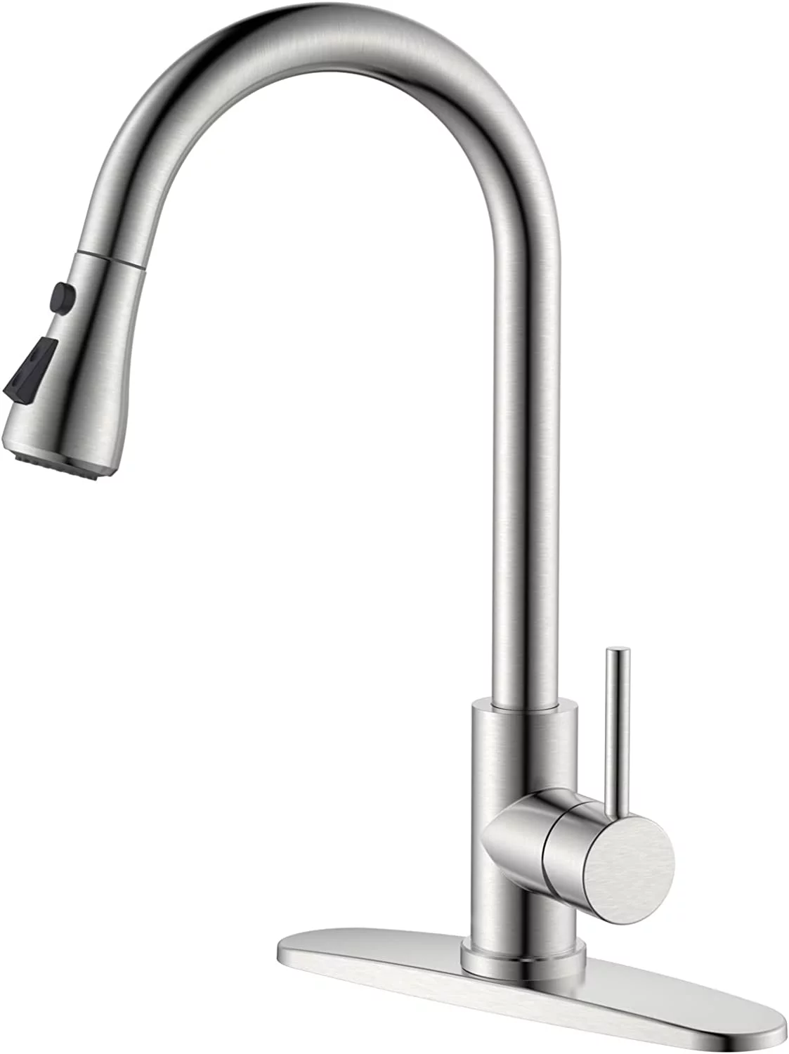 APPASO Kitchen Faucets with Pull Down Sprayer, Kitchen Sink Faucet with 3 Hole Deck Mount, Brushed Nickel & Single Handle, Commercial Modern rv Stainless Steel Faucet