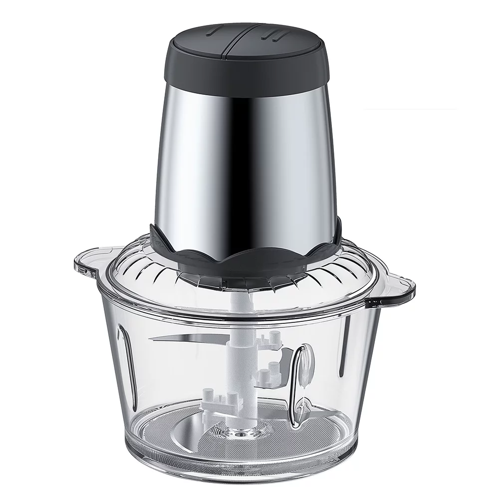 Electric Meat Grinder 2L Large Household Capacity Thickened Glass 2 Gears 300W High Power Kitchen Cooker Blender