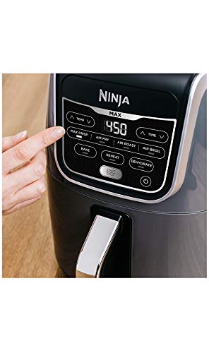 Ninja Air Fryer, Roast, Bake, Air Fry, Roast, Broil, Reheats, & Dehydrates, 4-in-1, Fries, Frozen Food, Veggies, and Juicy Meat, Less Oil, Easy Meals, Healthy Meals, Compact, 4 QT, Grey, AF101