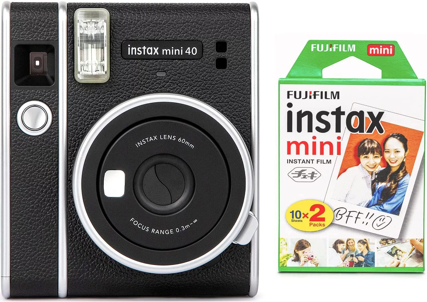 Fujifilm Instax Mini 40 Instant Film Camera Bundle with Instax Color Film Twin Pack (20 Exposures) (2 Items)