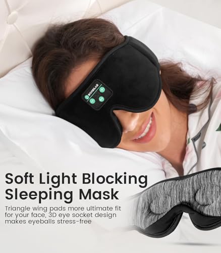 Bluetooth Sleep Mask, Boodlab Sleep Mask with Bluetooth Headphones, Sleeping Headphones for Side Sleepers Travel Yoga, Cool Tech Gadgets Unique Gift for Valentine's Mother's Day Birthday Christmas