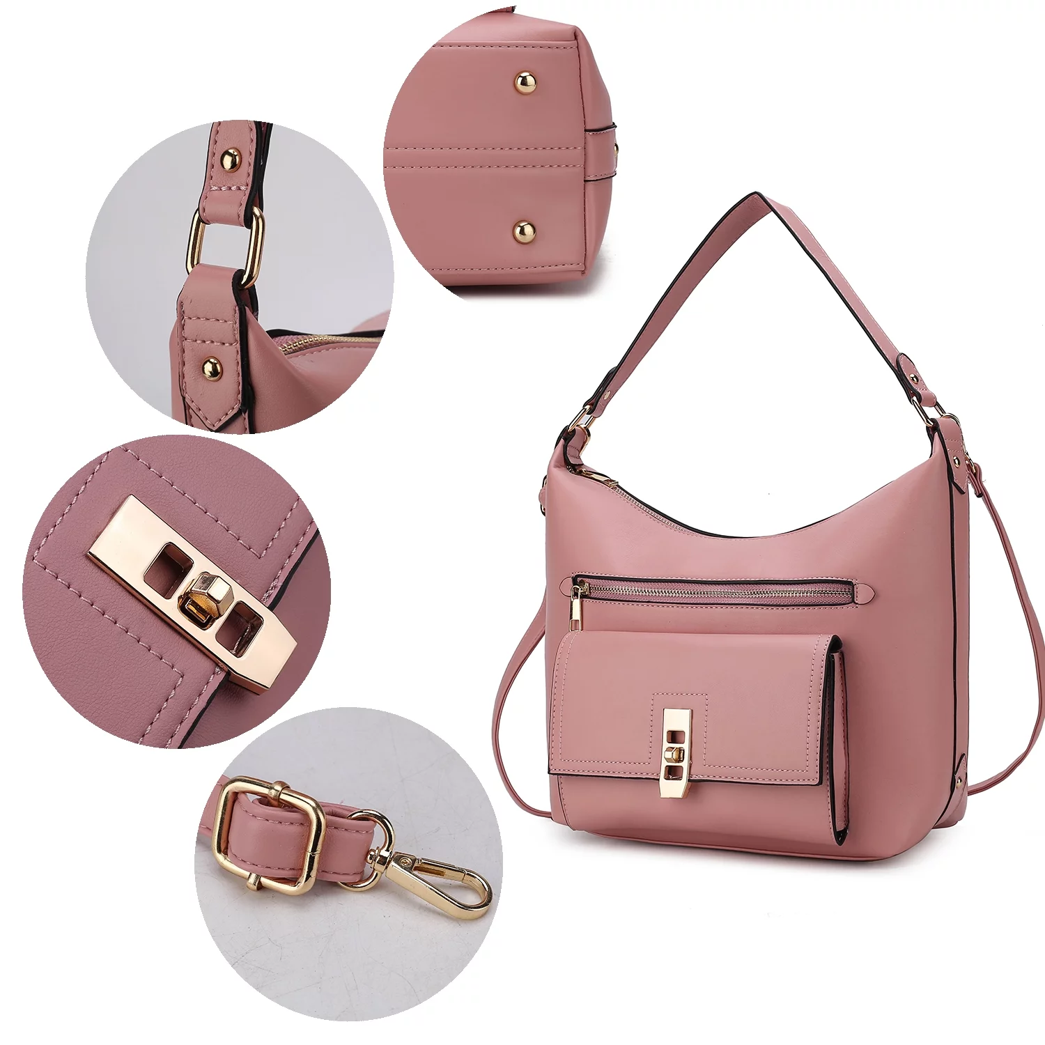 MKF Collection Clara Vegan Leather Women's Shoulder Bag & Wristlet Wallet, Chic Hobo Purse Handbag by Mia K - Dark Purple