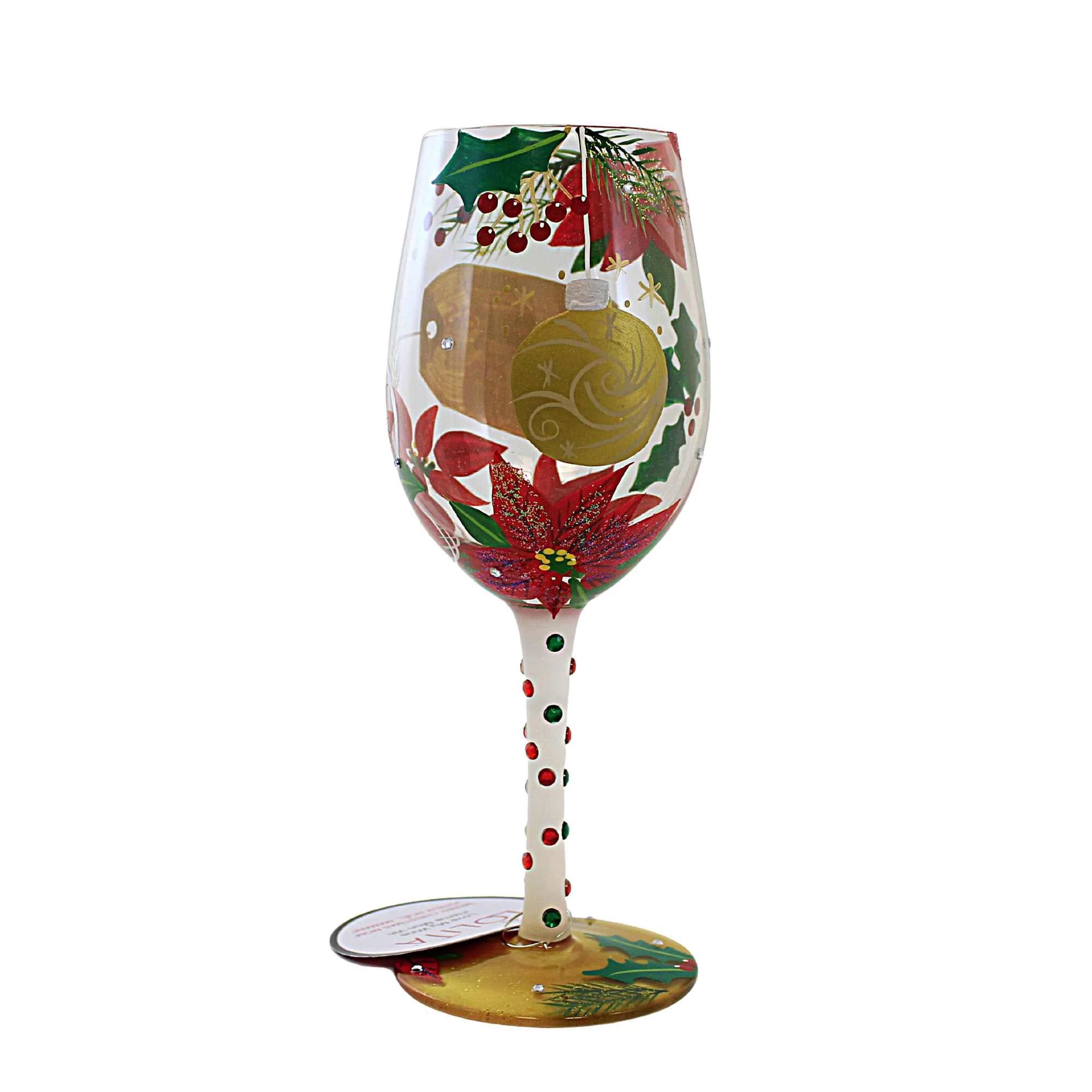 Lolita Glassware Merry Christmas Mom - One Wine Glass 9 Inch, Glass - Hand Painted Wine Glass 6013105