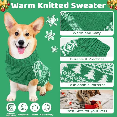 Christmas Dog Sweaters for Small Medium Large Dogs and Cats,Pet Soft Warm Holiday Outfit Girl & Boy,Pup Winter Clothes Turtleneck Double Knitting Collar for Outdoors Playing (Deer, M)
