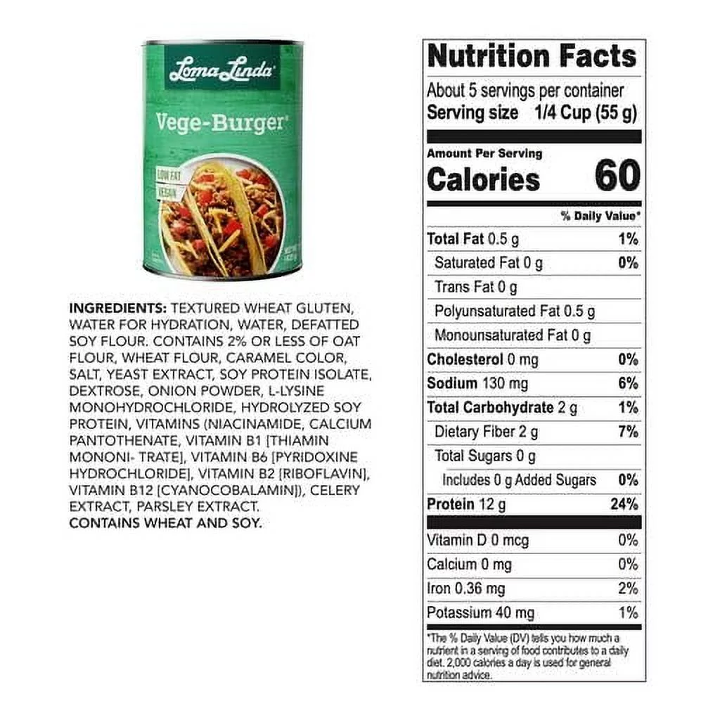 Loma Linda Vege Burger (15 oz.) 12 pack - Vegan